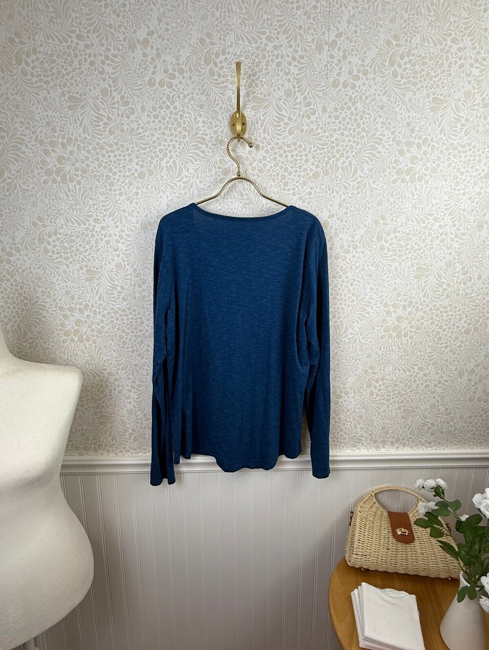 Toad&Co Women's Heathered Blue Marley Tencel Long Sleeve V-Neck Tee - Size - XL - Picture 4 of 7